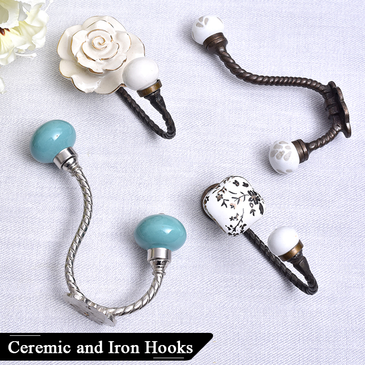 Ceramic and Iron Wall Hooks