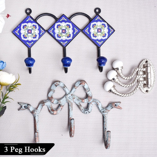 3 Peg Wall Hooks