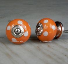 Orange White Dot Round Knob