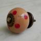 Beige Red Dotted Round Ceramic Knob