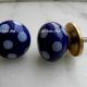 Navy Blue Small Ceramic Polka Knob