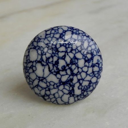 Navy Blue Marble Flat Knob