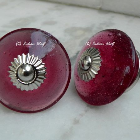 Queen pink glass Knob