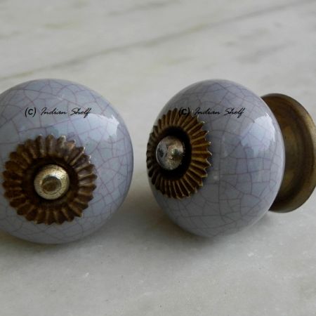 Grey Pink Crackle Wardrobe Knob