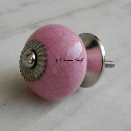 Pink Crackle Cabinet Knob