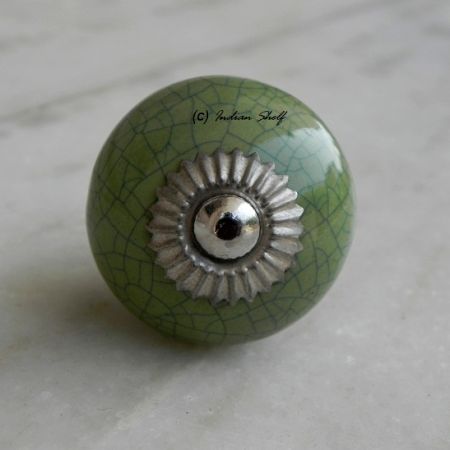 Green Blue Crackle Ceramic Drawer Knob