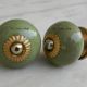 Green Pink Crackle Dresser Knob
