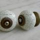 Cream Green Crackle Handmade Knob