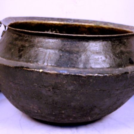 Huge Hammered Brass Garden Planter/ Handled Pot