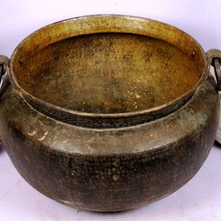 Huge Vintage Brass Planter Gold Hammered Large Tree Bush Planter