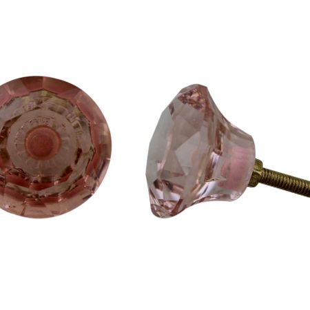 Pink Diamond Glass Drawer Knob, Large