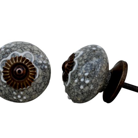 White Flower Crackle Cabinet Ceramic Knob