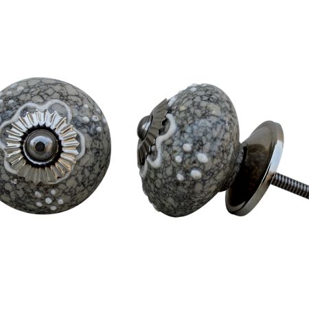 White Flower Crackle Cabinet Ceramic Knob