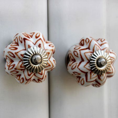 Brown Floral Melon Ceramic Knob