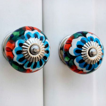 Colorful Floral Ceramic Knob