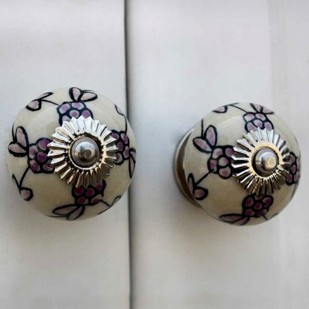 Purple Tiny Floral Drawer Knob
