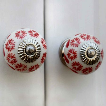 Red Tiny Flower Drawer Knob