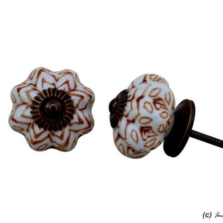 Brown Floral Melon Ceramic Knob