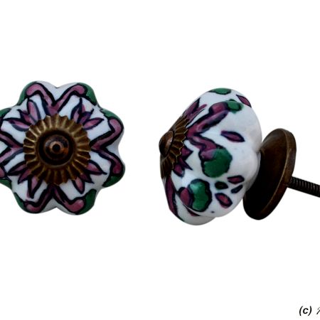 Purple Green Floral Drawer Knob