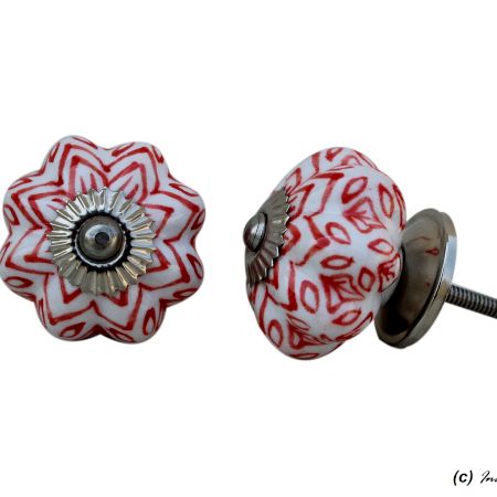 Red Flower Drawer Knob