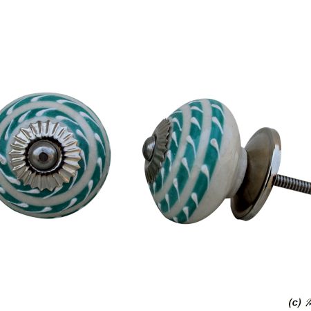 Sea Green Striped Drawer Knob