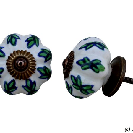 White Green Leaf Melon Drawer Knob