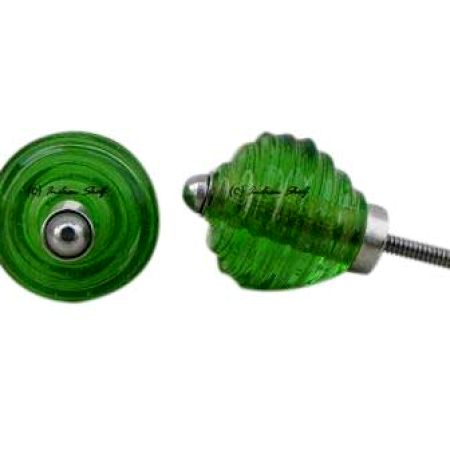 Green Step Glass Knob