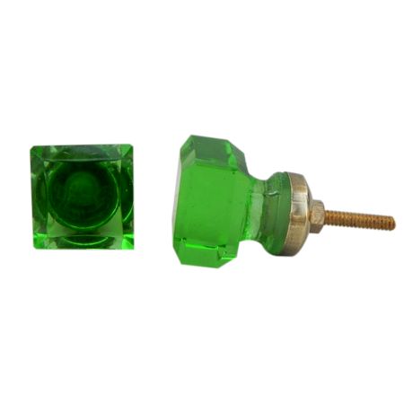Green Square Small Glass Knobs