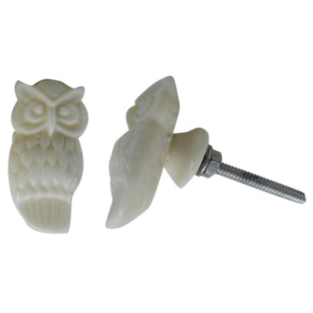 Cream Small Owl Knob