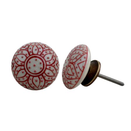 Red Embossing Flower Knob
