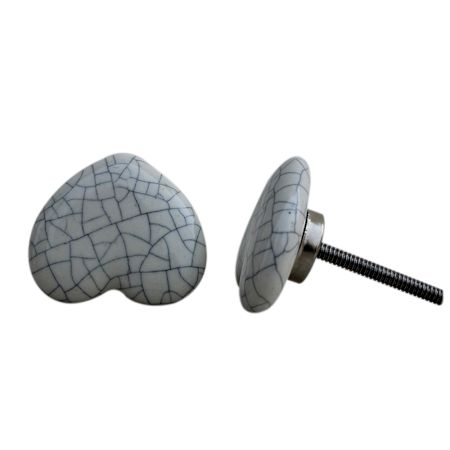 Cream Heart Crackle Cream Wardrobe Knob