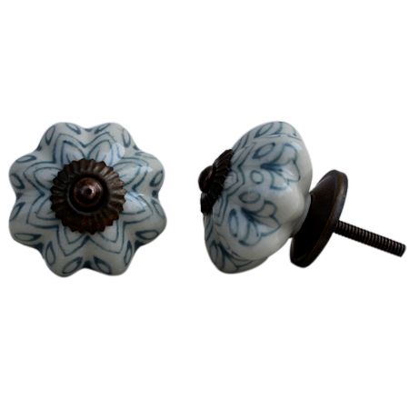 Grey Flower Melon Ceramic Knob