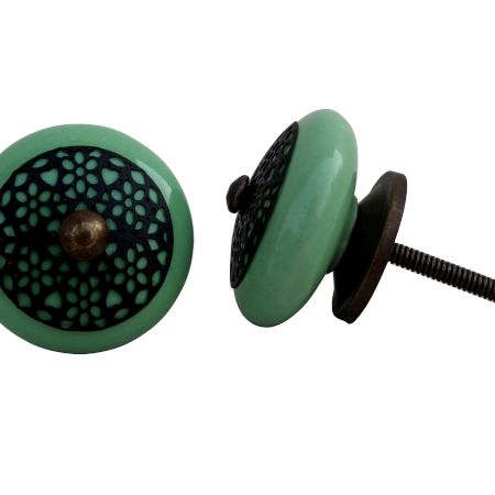 Pea Green Strewn Flat Knob