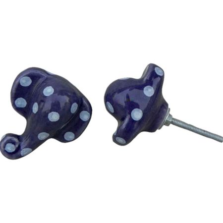 Purple Polka Elephant Face Knob