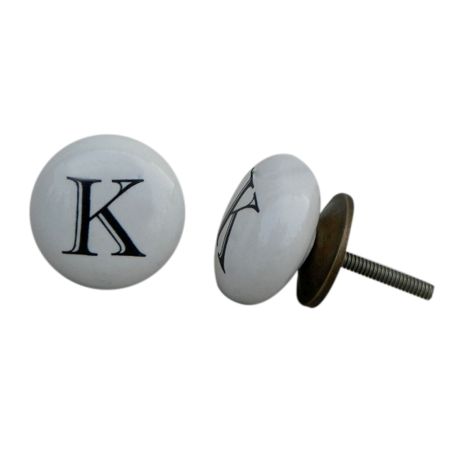K Flat Alphabet Ceramic Dresser Knob
