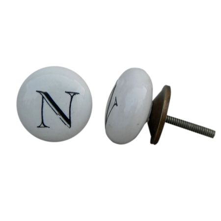 N Alphabet Ceramic Furniture Knob