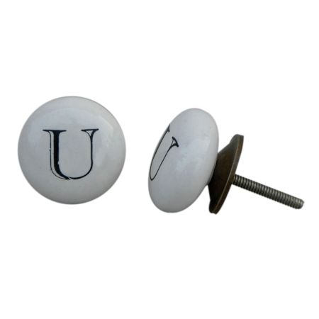 U Alphabet Ceramic Cabinet Door Knob
