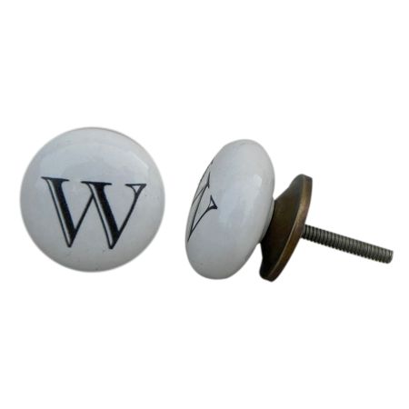 W Alphabet Ceramic Cabinet Drawer Knob