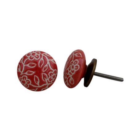 Pastel Red Etched Knob