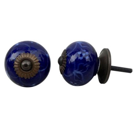 Navy Blue Flower Knob (1)
