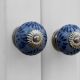 Slate Blue Floral Drawer Knob