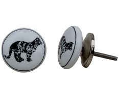 Big Black White Cat Ceramic Cat