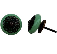 Pea Green Strewn Flat Knob