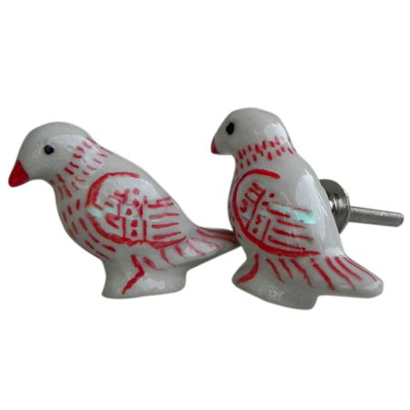 Red Feather Bird Knob