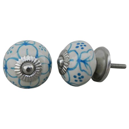 Turquoise Floral Knob