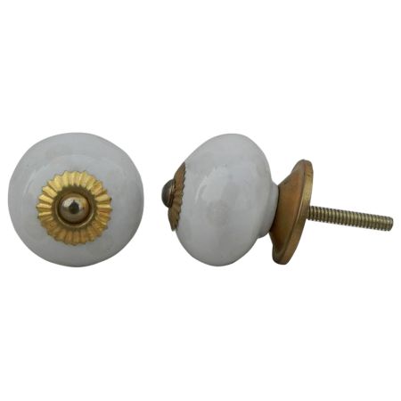 White Cream Polka Ceramic Cabinet Knob