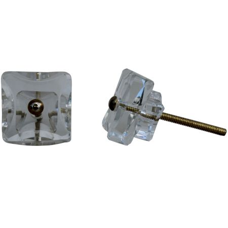 Clear Double Square Glass Cabinet Knobs