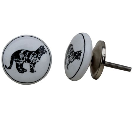 Big Black White Cat Ceramic Cat