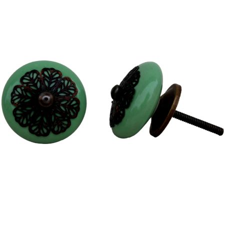 Pea Green Strewn Flat Knob