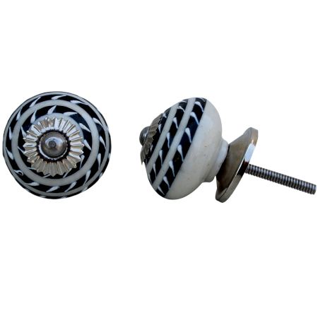 Black Striped Ceramic Knob